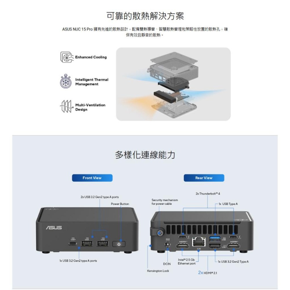 ASUS 華碩 NUC 15 PRO｜U7-255H｜RNUC15CRHU700009｜準系統 迷你電腦 光華 公司貨-細節圖8