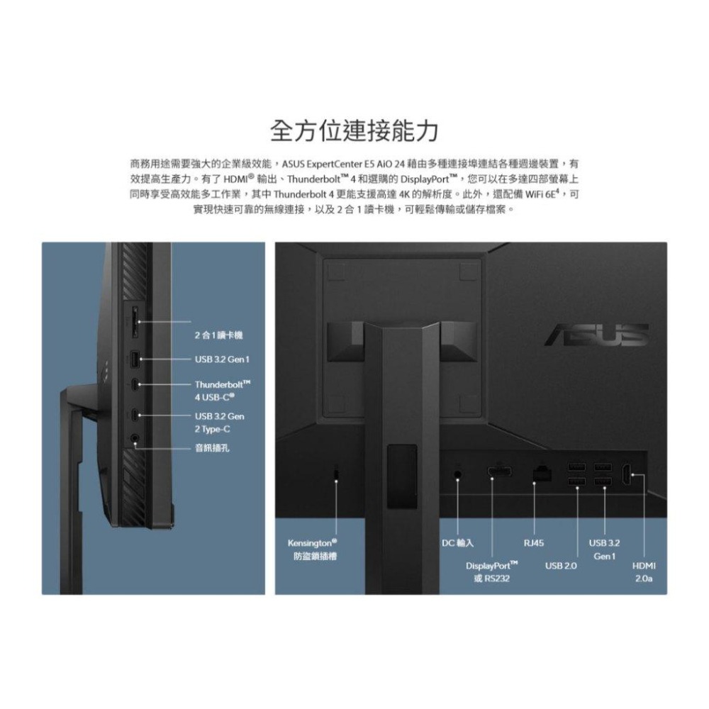 ASUS 華碩 E5402WVAK 24吋 AIO 商用電腦 FHD/i7-1360P/16G/512G/DVD-細節圖6