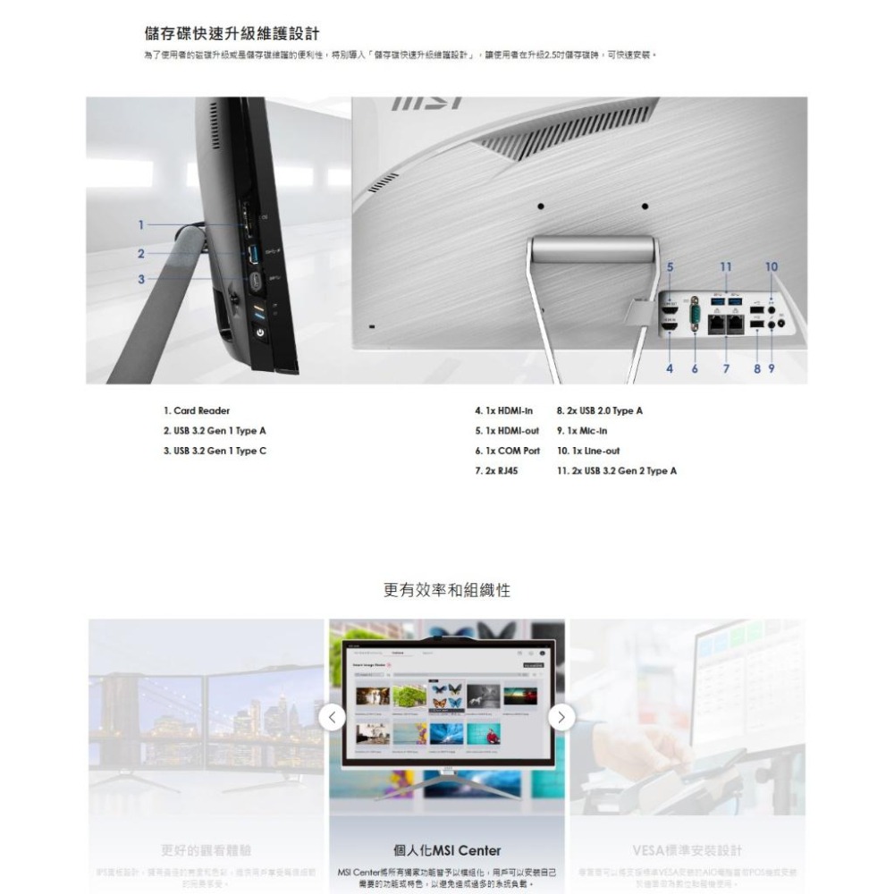 MSI 微星 PRO AP222T 13M-297TW 22吋 FHD AIO電腦 i5-13400／16G／512G-細節圖8