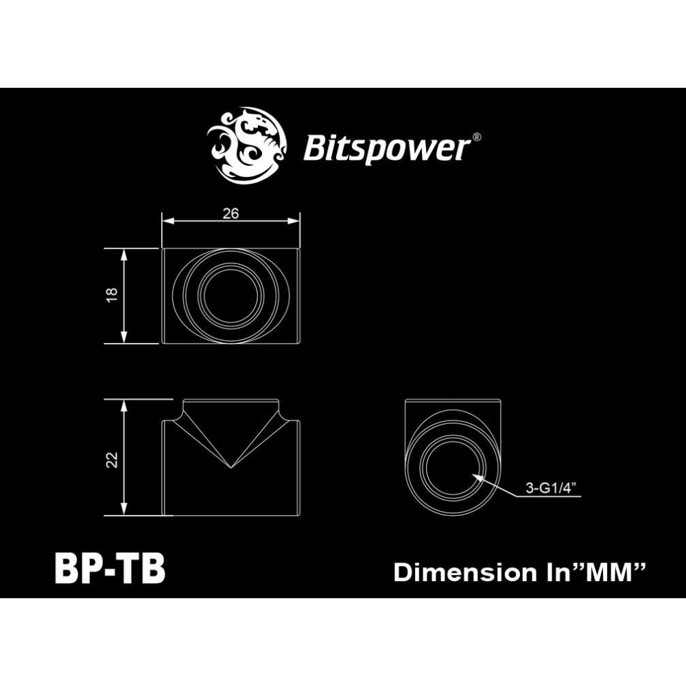 Bitspower Silver Shining T-Block T型 水冷 轉接頭-細節圖8