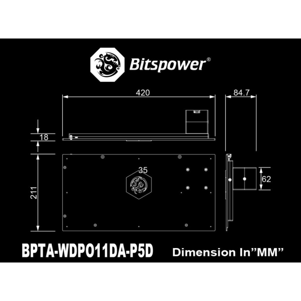 Bitspower Sedna LIAN-LI O11 DYNAMIC 專用 前水道板 P5D 幫浦組-細節圖4