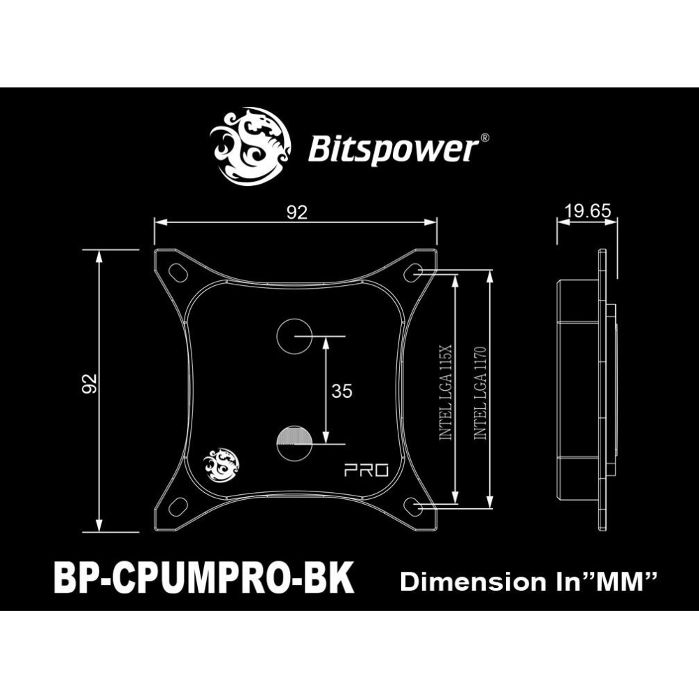 Bitspower CPU Block Summit M Pro 水冷頭 intel LGA1200 1700 黑色-細節圖4
