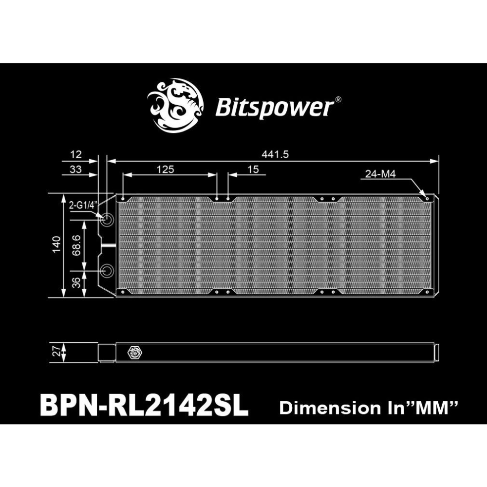 Bitspower Tarasque II 240S 360S 420S Radiator 二代 水冷排薄排 黑色 白色-細節圖7