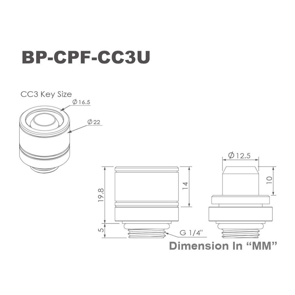 Bitspower G1/4＂ CC3 Ultimate 軟管 三分厚管 快速接頭 ID 3/8＂ OD 5/8＂-細節圖3