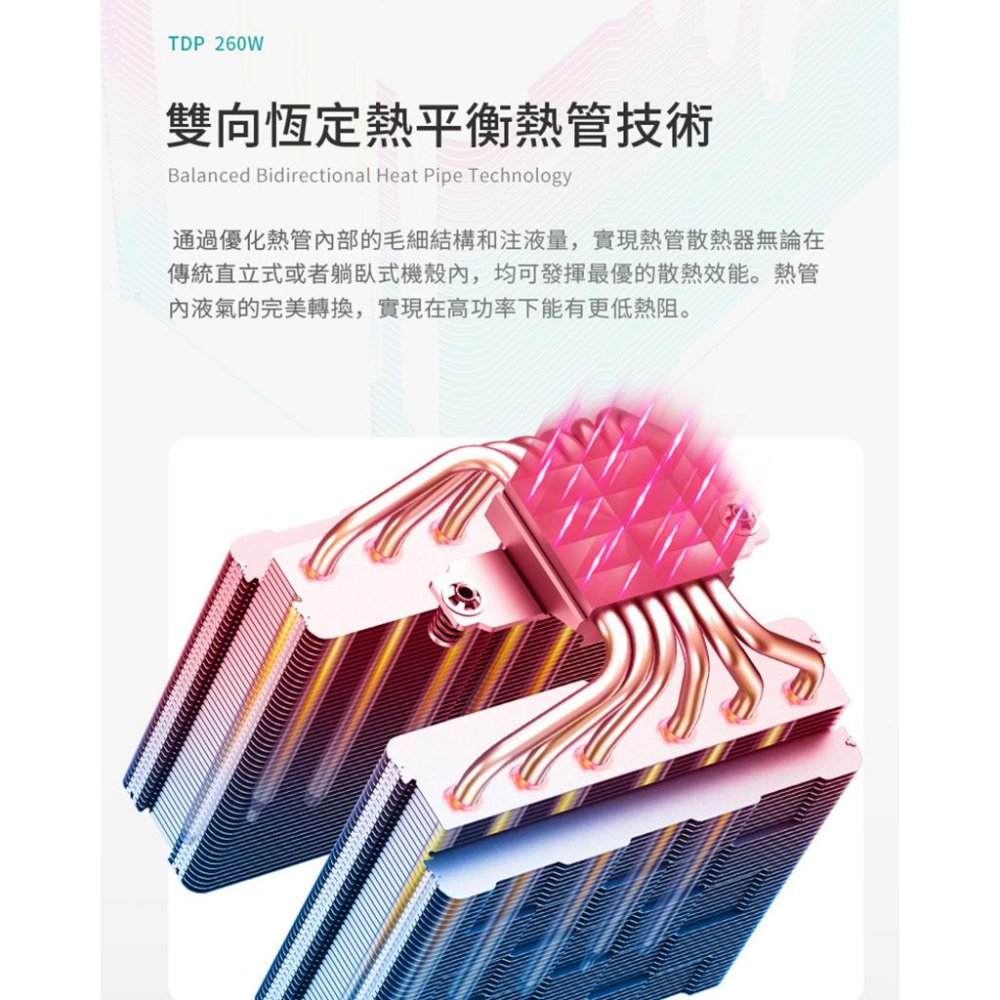 DEEPCOOL 九州風神 AG620 ARGB V2－CPU 散熱器 六導管／雙塔／雙風扇 WH 光華-細節圖4