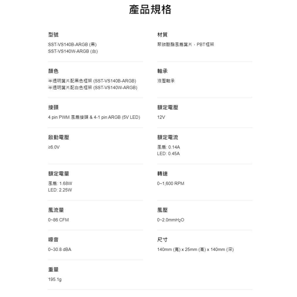SilverStone 銀欣 VISTA 140 ARGB－14公分 混合式高效能散熱風扇 散熱風扇 機殼風扇 光華-細節圖7