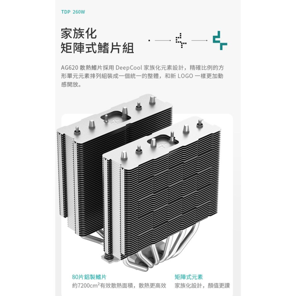 DEEPCOOL 九州風神 AG620 雙塔風扇 雙扇散熱器 TDP:260W 1700腳位 CPU 散熱器 光華商場-細節圖8