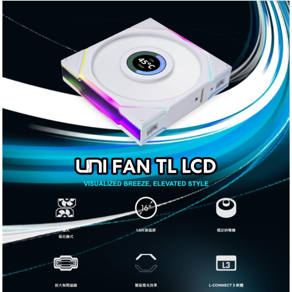 LIAN LI 聯力 UNI FAN TL LCD 積木扇 散熱風扇 積木風扇 R LCD 120/140 反向扇 光華-細節圖3