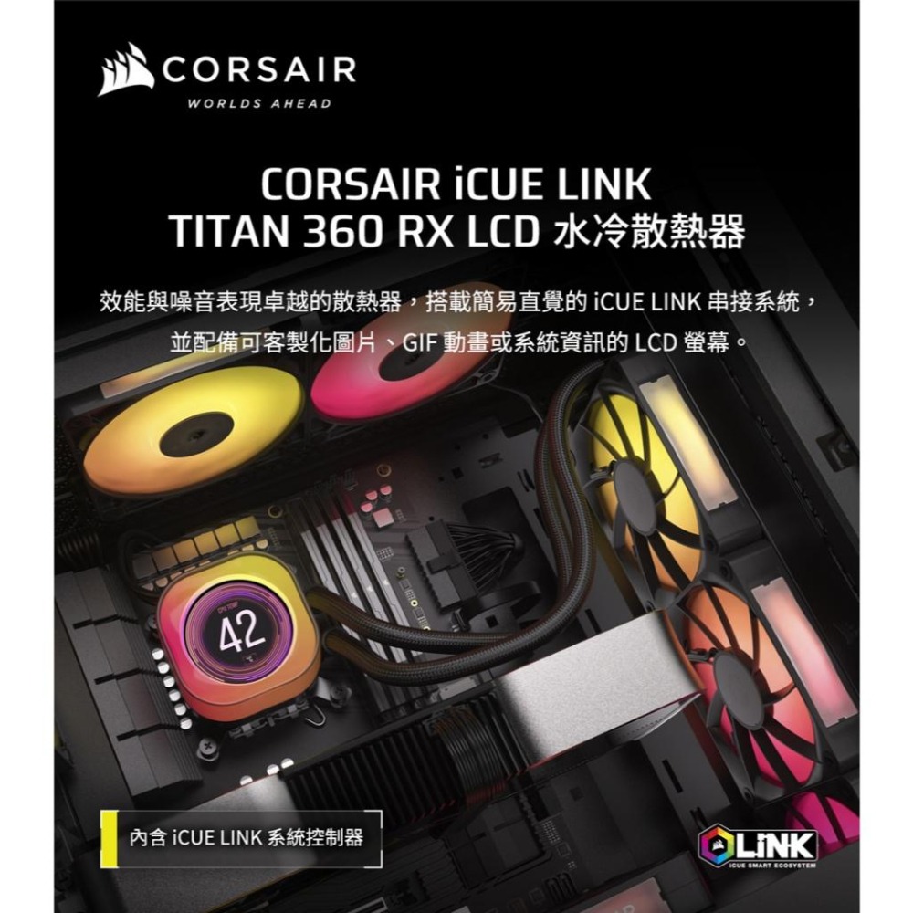 CORSAIR 海盜船 iCUE LINK TITAN LCD 360 RGB－CPU水冷散熱器 一體式水冷 水冷 光華-細節圖3