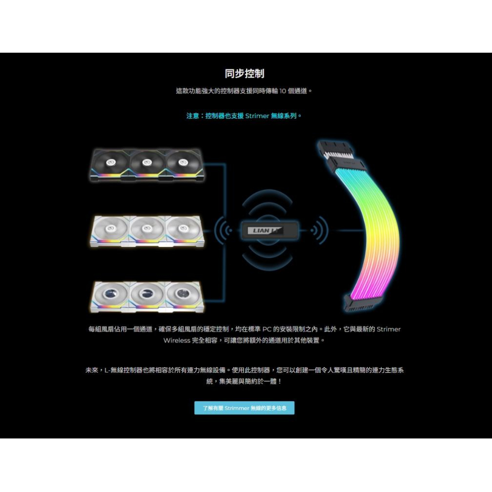 LIAN LI 聯力 UNI FAN SL WIRELESS－無線 ARGB機殼風扇 LCD 120 12公分 散熱風扇-細節圖8