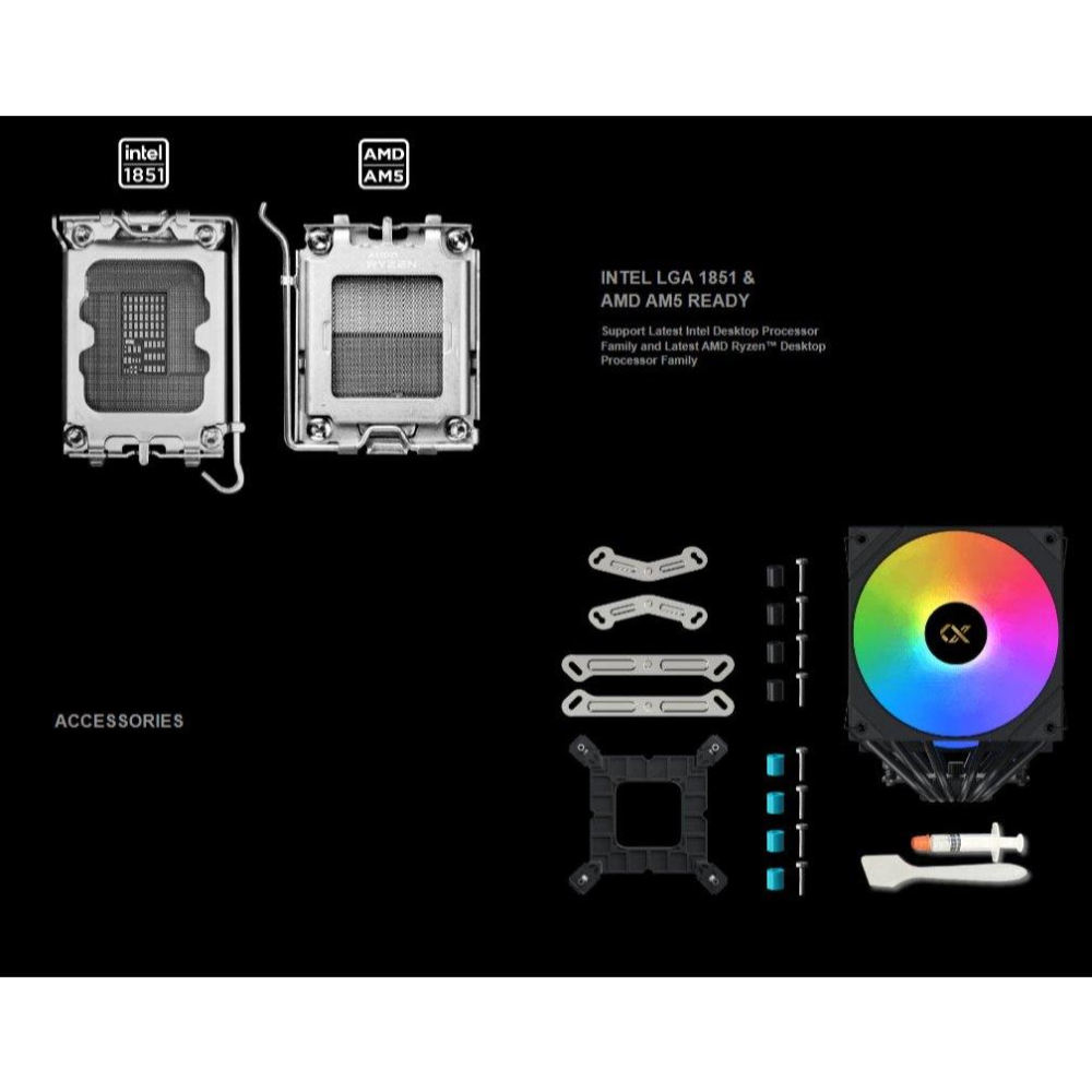 XIGMATEK 富鈞 AK6 Dual Digital／Arctic－ARGB CPU 散熱器 六導管／雙風扇 光華-細節圖8