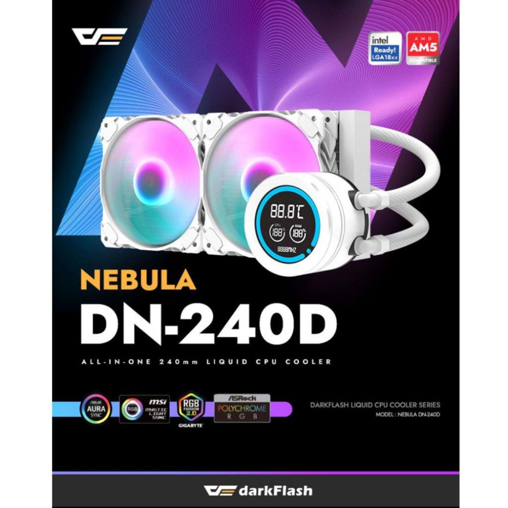 darkFlash 大飛 DN240D 冰旋峰 LCD 水冷散熱器 一體式水冷 CPU 240 散熱器 240mm 光華-細節圖3
