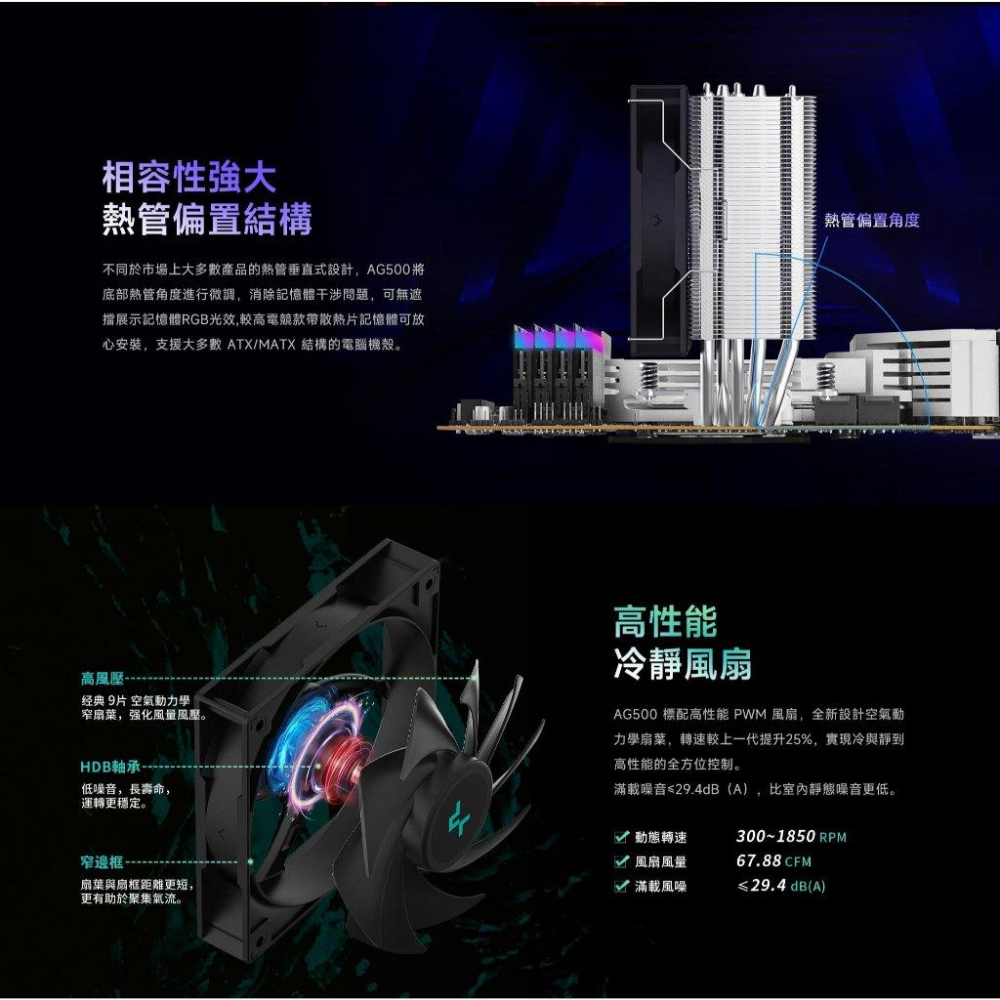 DeepCool 九州風神 AG500－CPU 散熱器  5導管／單塔／單風扇／三年保 塔扇 光華-細節圖4
