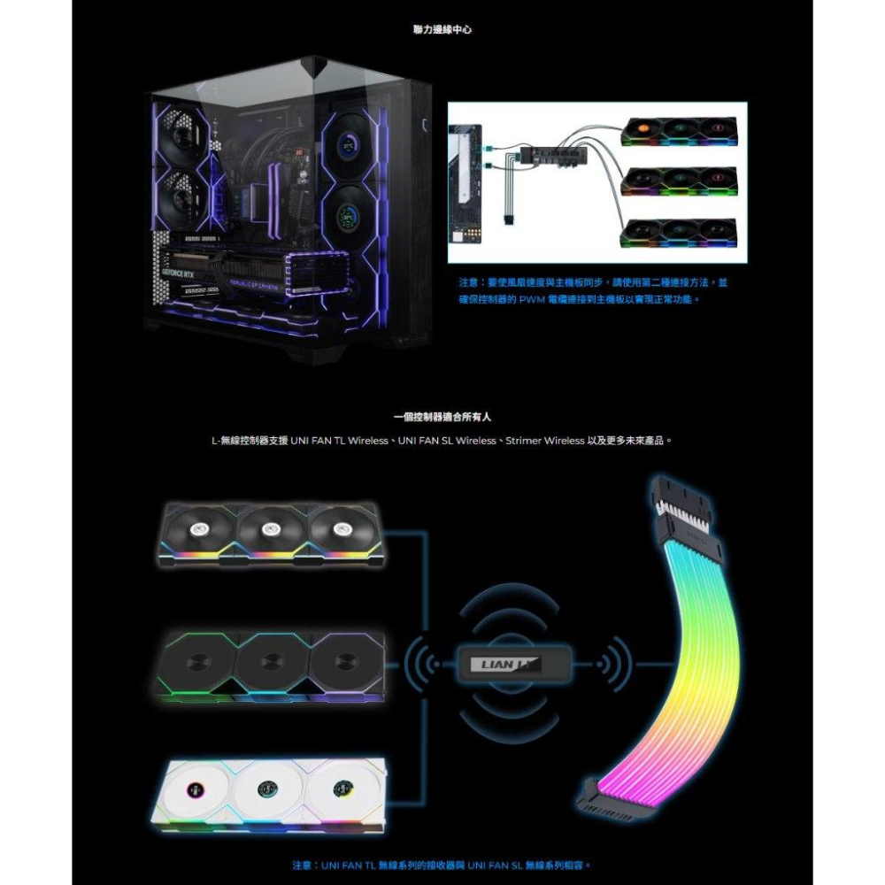 LIAN LI 聯力 UNI FAN TL WIRELESS－無線 ARGB 積木風扇 LCD 機殼風扇 12-14公分-細節圖7