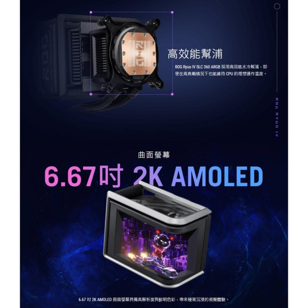 ASUS 華碩 ROG RYUO IV SLC 360 ARGB 一體式水冷 CPU 散熱器 六年保 水冷 光華商場-細節圖4