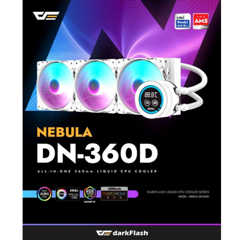 darkFlash 大飛 DN360D 冰旋峰 LCD 水冷散熱器 一體式水冷 CPU 散熱器 360mm 光華商場-細節圖3