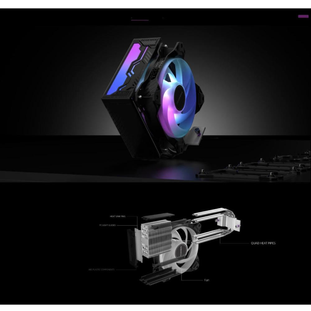 TCOMAS 鈦鉭 SJ-R400－CPU 散熱器 四導管／單塔／單風扇／ARGB 塔扇 光華商場 公司貨-細節圖3