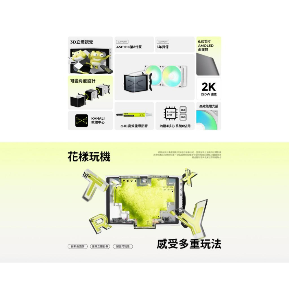 TRYX 創氪星系 Panorama SE 360 ARGB 一體式 CPU 水冷散熱器 曲面螢幕 3D立體視覺  光華-細節圖3