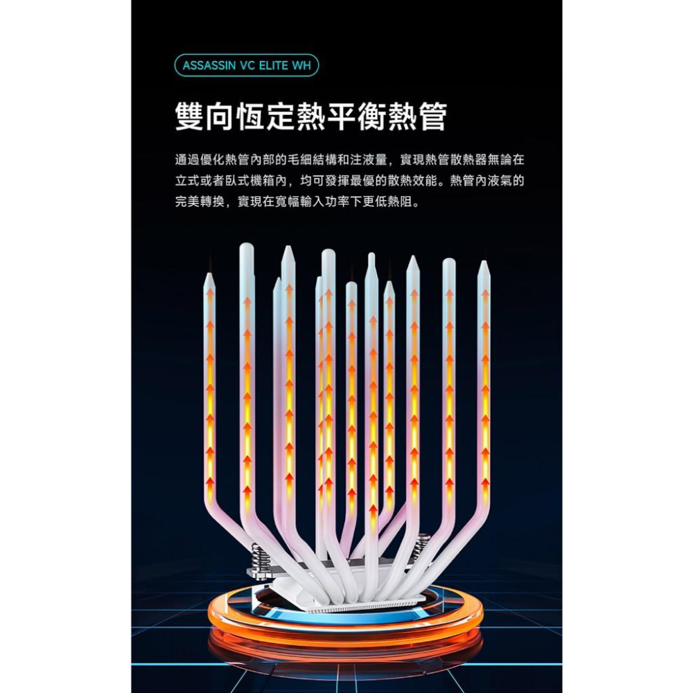 DEEPCOOL 九州風神 ASSASSIN VC ELITE WH CPU 散熱器 雙塔／雙風扇／均熱底座 光華-細節圖7