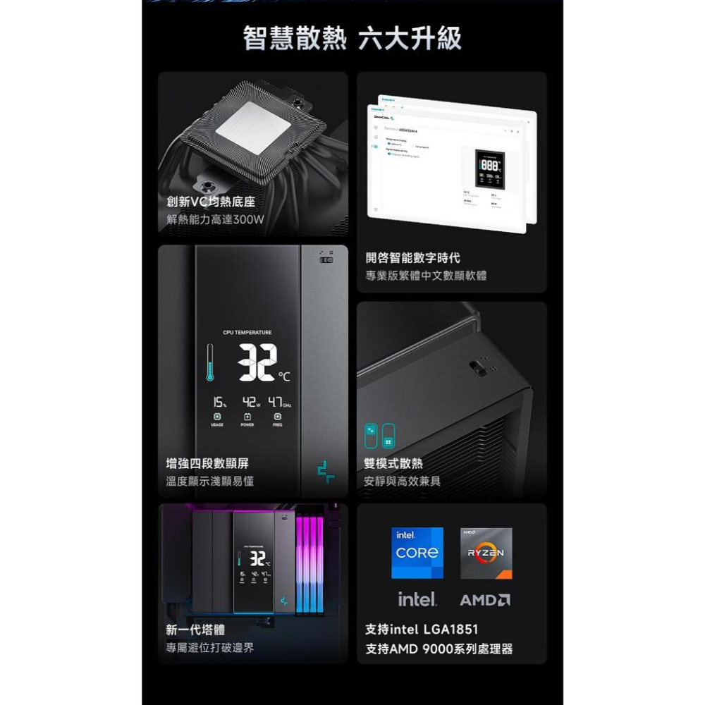 DEEPCOOL 九州風神 ASSASSIN IV VC 阿薩辛 CPU 散熱器 雙塔／雙風扇／數位顯示／均熱底座 光華-細節圖4
