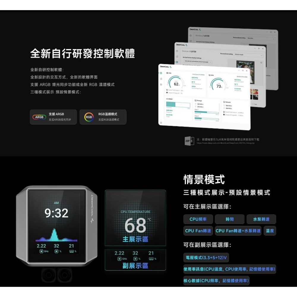 DEEPCOOL 九州風神 MYSTIQUE 360 ARGB 一體式水冷 CPU 散熱器 五年保 光華商場 公司貨-細節圖4