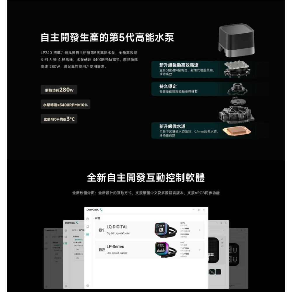 DEEPCOOL 九州風神 LP240 一體式水冷 CPU 散熱器 點陣螢幕 五年保 光華商場 公司貨-細節圖4