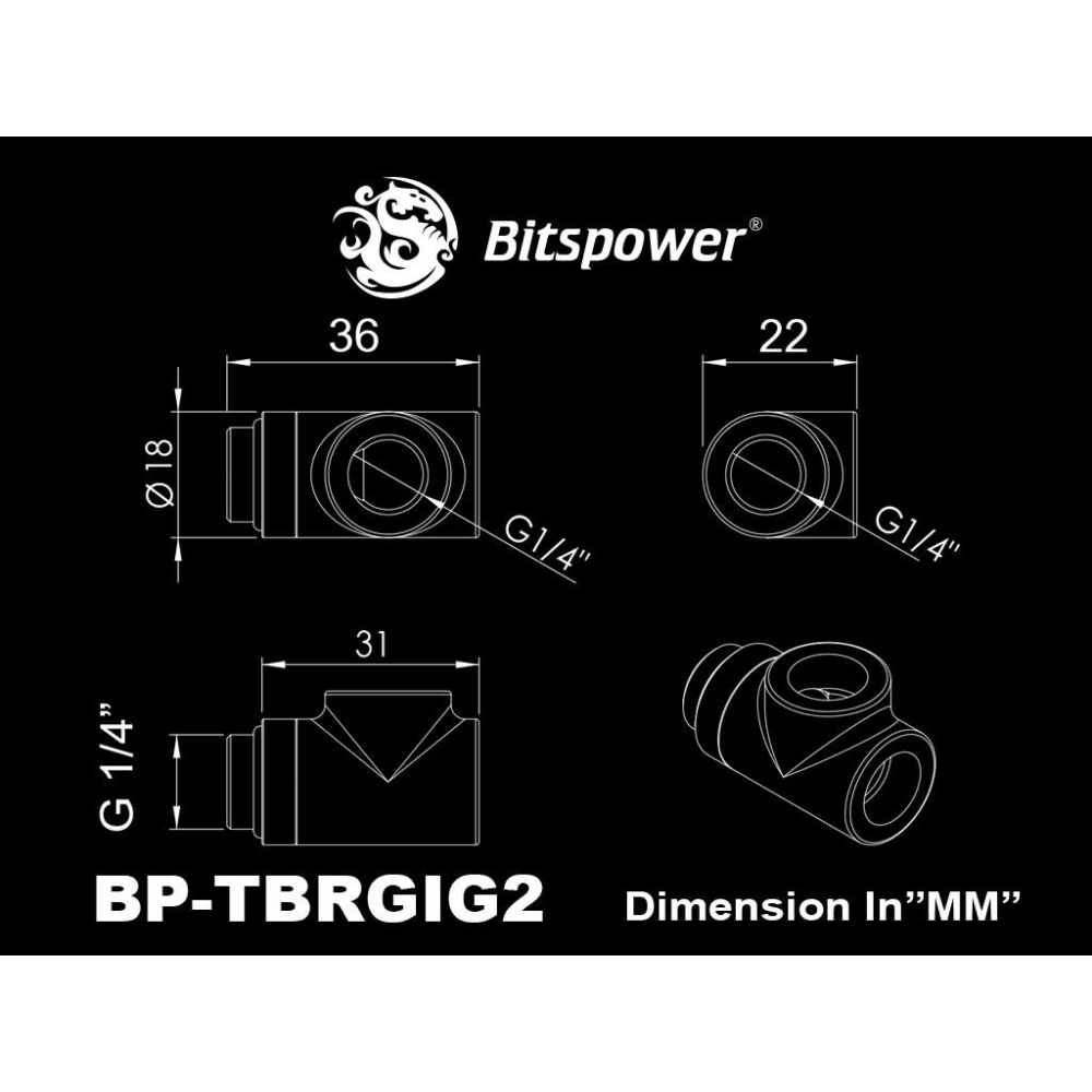 Bitspower Silver Shining T-Block Rotary T型 水冷 轉接頭 BP-TBRGIG2-細節圖8