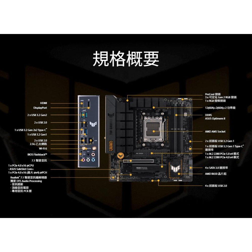 ASUS 華碩 TUF GAMING B650M-PLUS WIFI 主機板 AM5/B650/DDR5 光華-細節圖7