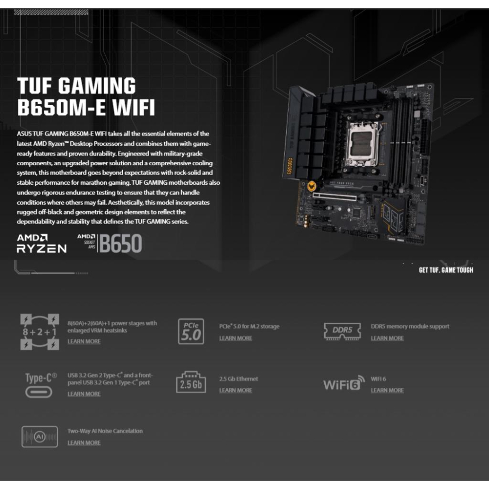 ASUS 華碩 TUF GAMING B650M-E WIFI－M-ATX 主機板 AM5／DDR5／B650 光華-細節圖3