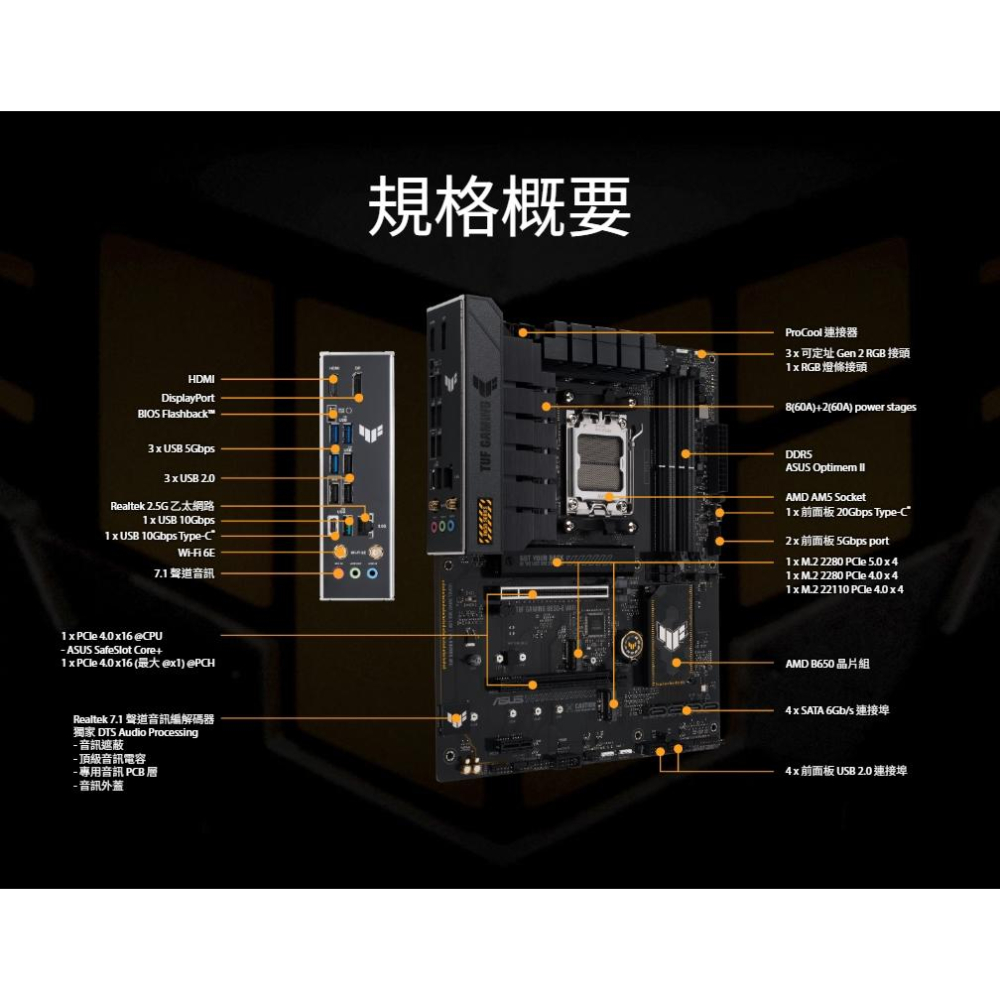 ASUS 華碩 TUF GAMING B650-E WIFI－ATX 主機板 AM5/DDR5 光華商場-細節圖4