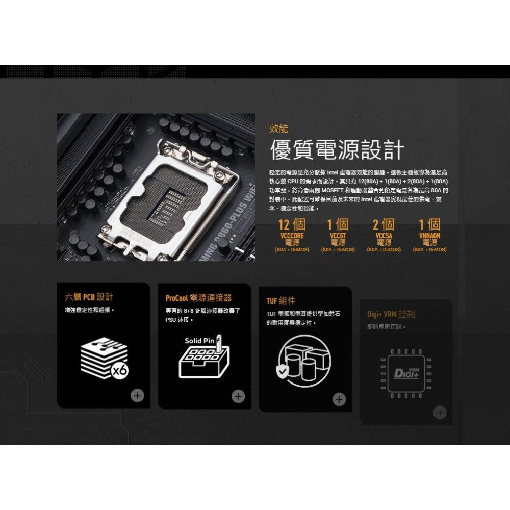 ASUS 華碩 TUF GAMING B860-PLUS WIFI－ATX 主機板 LGA1851／DDR5 光華-細節圖7
