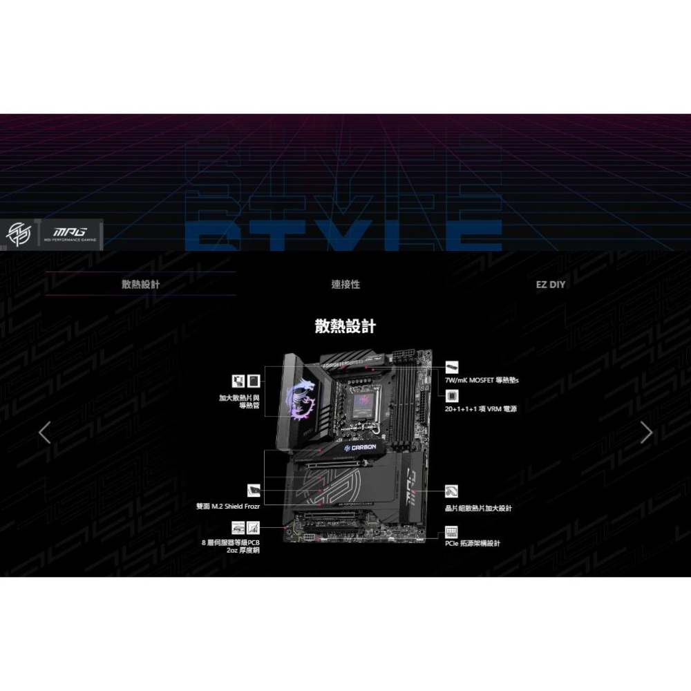 【熱銷】MSI 微星 MPG Z890 CARBON WIFI－ATX 主機板 LGA1851／DDR5 光華-細節圖4
