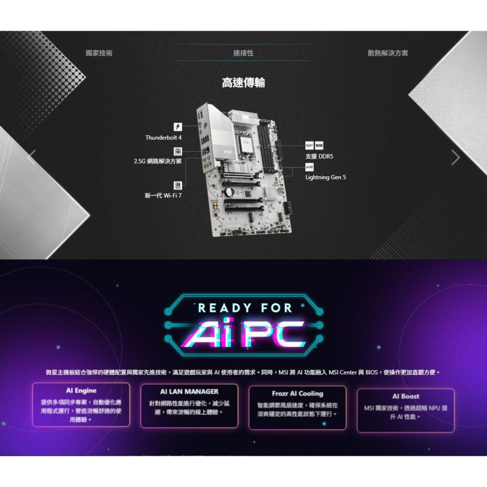 MSI 微星 PRO Z890-S WIFI WHITE－ATX 主機板 LGA1851／DDR5 光華-細節圖4