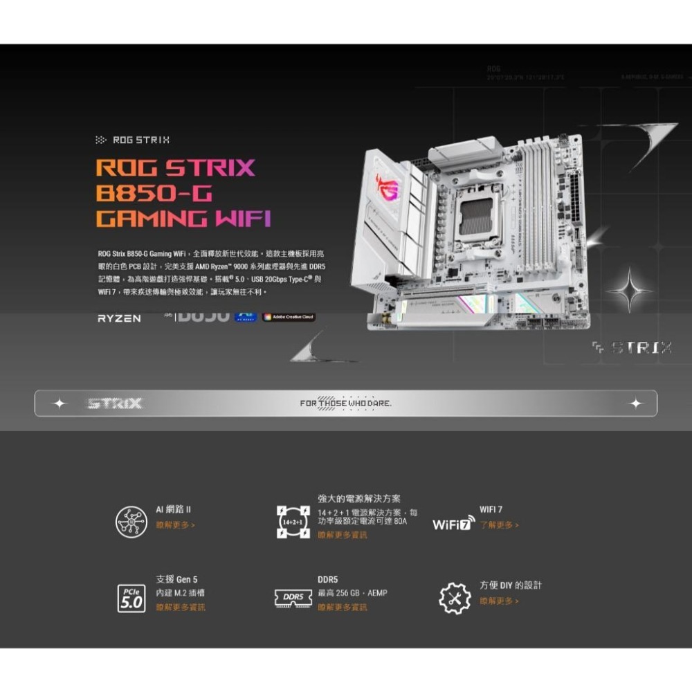 ASUS 華碩 ROG STRIX B850 G GAMING WIFI－ATX 主機板 AM5／DDR5 光華-細節圖3