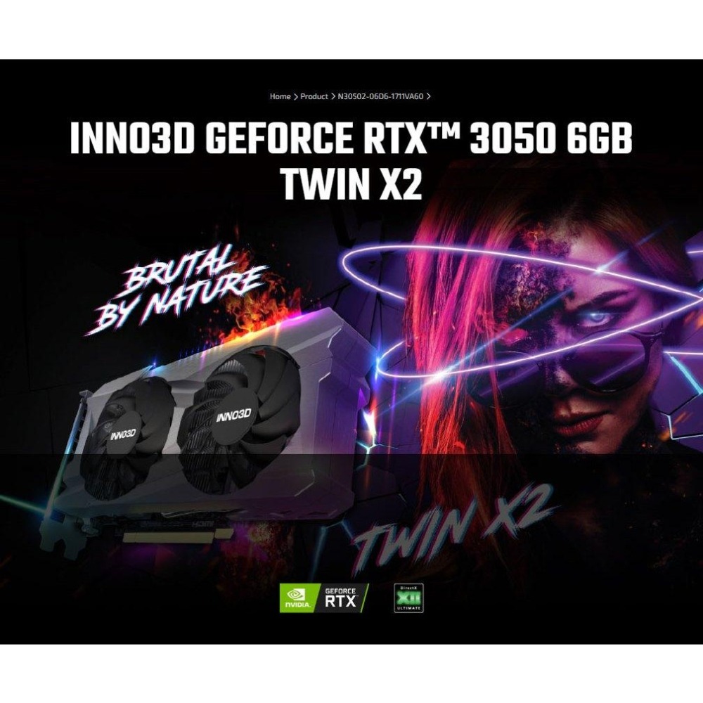 INNO3D 映眾 RTX3050 6GB GDDR6 TWIN X2 顯示卡 RTX 3050 光華-細節圖3