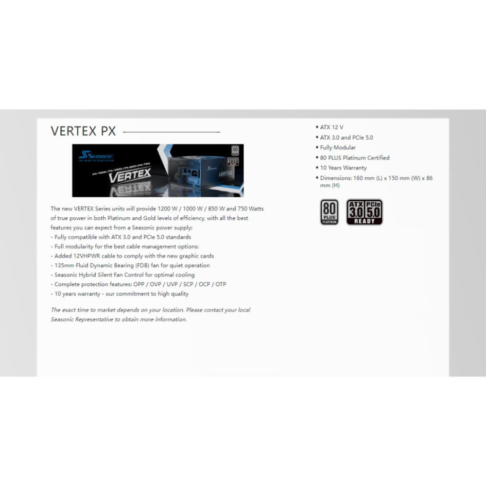 Seasonic 海韻 VERTEX PX-1200W 白金 全模組 電源供應器 PX-1200 ATX3.0 光華商場-細節圖4