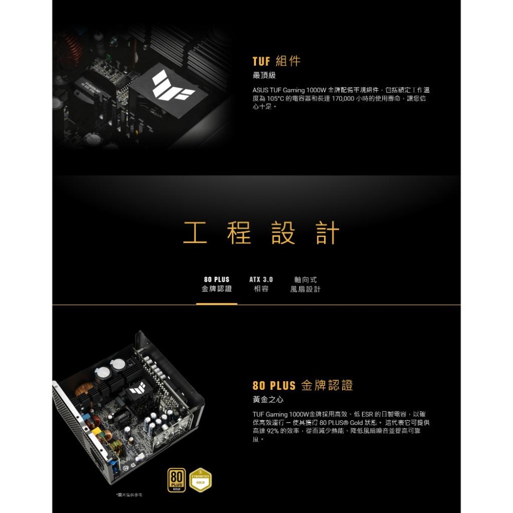 ASUS 華碩 TUF GAMING 1000W 金牌 ATX 3.1 電源供應器 1000G 全模組／十年保 光華-細節圖4