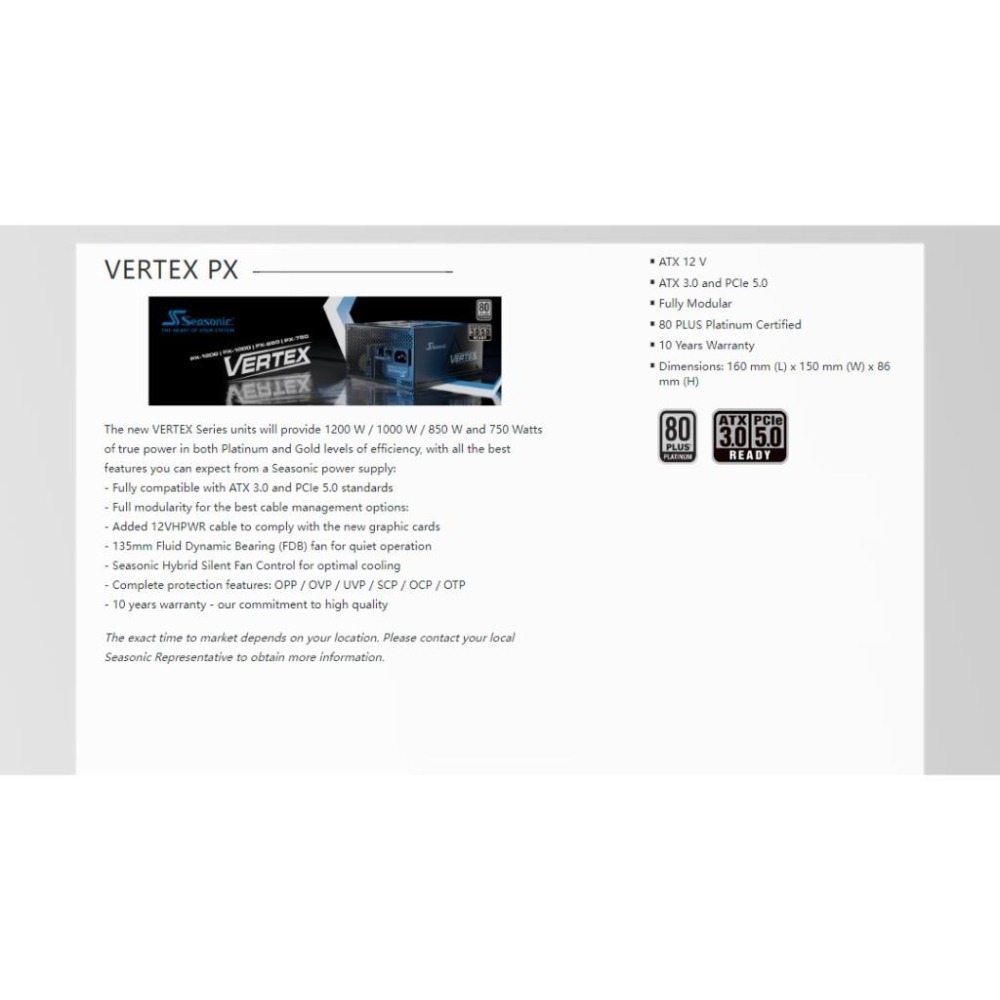 Seasonic 海韻 VERTEX PX-1000W 白金 全模組 電源供應器 PX-1000 ATX3.0 光華商場-細節圖4