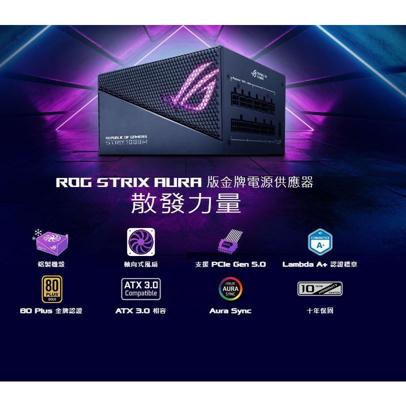 ASUS 華碩 ROG STRIX 1000G AURA GAMING 1000W 電源供應器 WHITE 光華-細節圖4