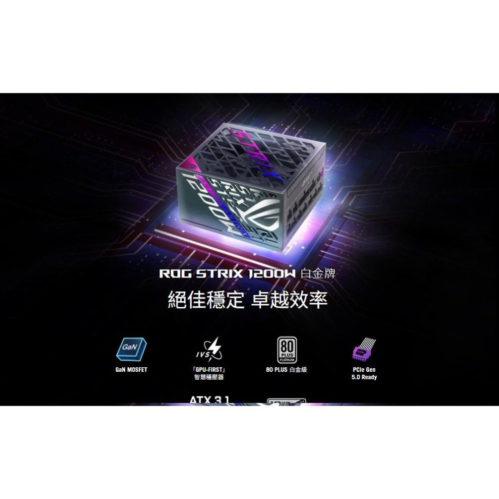 ASUS 華碩 ROG STRIX－850W／1000W／1200W 白金牌 ATX3.1 電源供應器 電供 光華-細節圖3