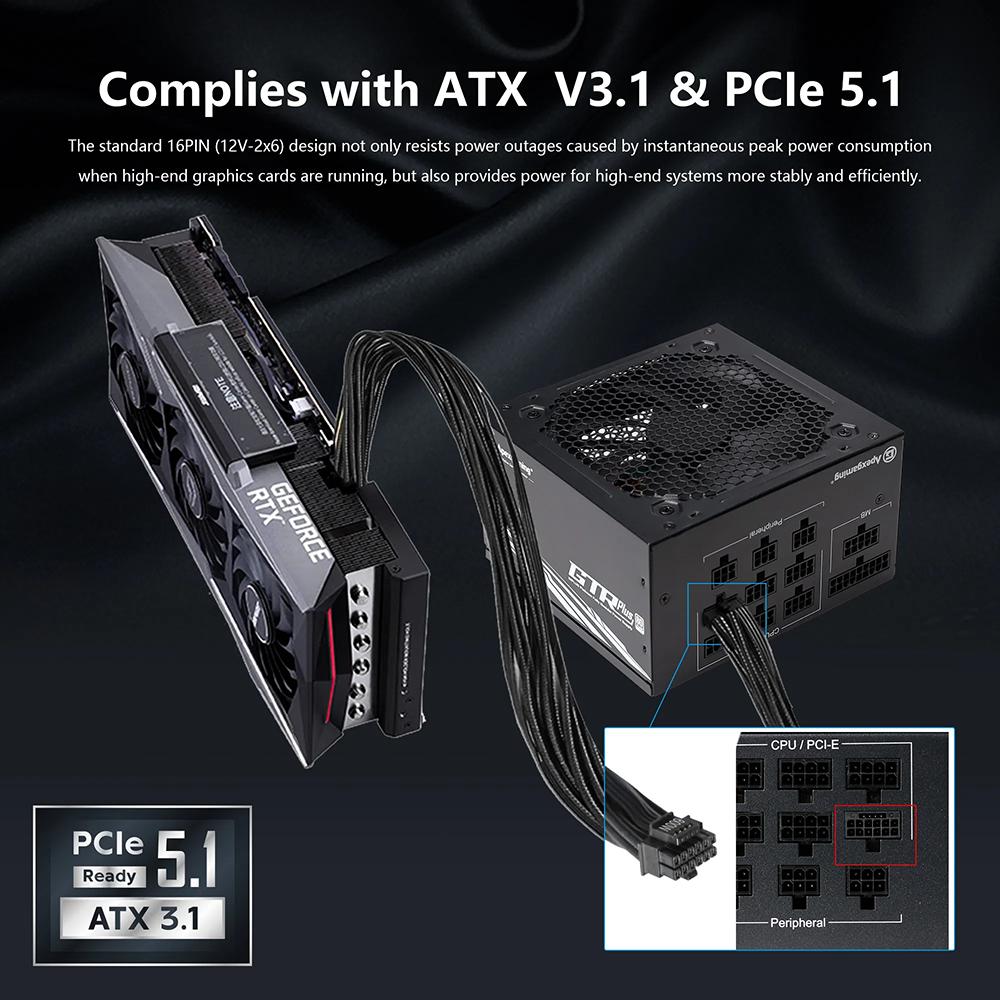 Apexgaming 艾湃 GTR Plus-1000M－1000W 白金牌 ATX 3.1 電源供應器 七年保 光華-細節圖6