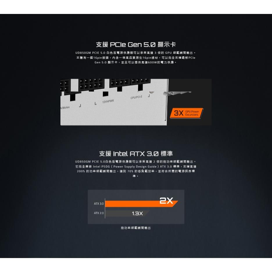 Gigabyte 技嘉 UD850GM PG5W 850W 金牌 ATX3.0 電源供應器 全模組 光華商場-細節圖4
