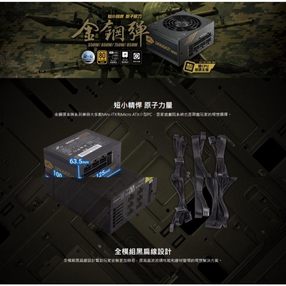 FSP 全漢 DAGGER PRO ATX3.0 金鋼彈 750W／850W 金牌 SFX 電源供應器 十年保 光華-細節圖3