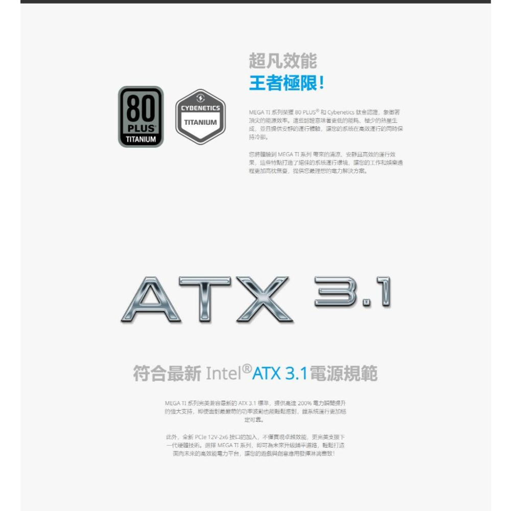 FSP 全漢 MEGA TI MIT－1350W／1650W 鈦金牌 ATX 3.1 電源供應器 十年保 光華 公司貨-細節圖6