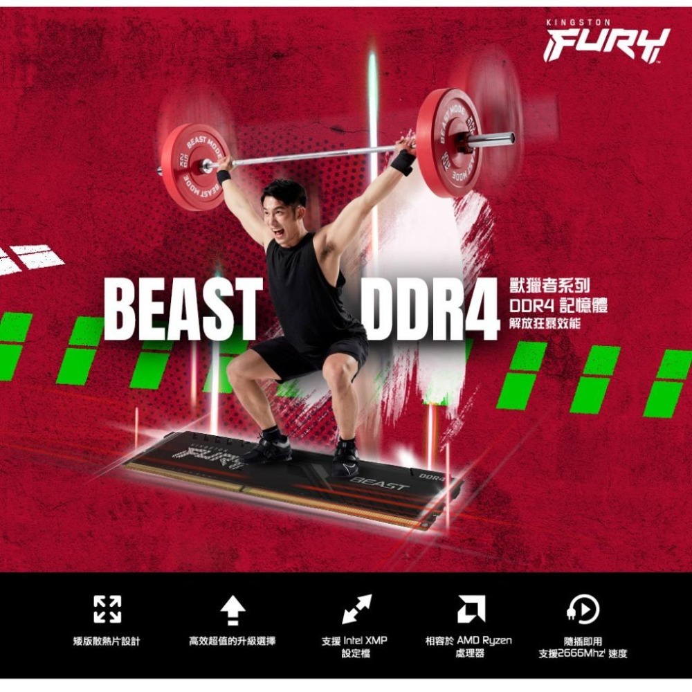 Kingston 金士頓 FURY Beast 獸獵者 DDR4／3200／C16／8G／16G／32G 桌上型記憶體-細節圖3