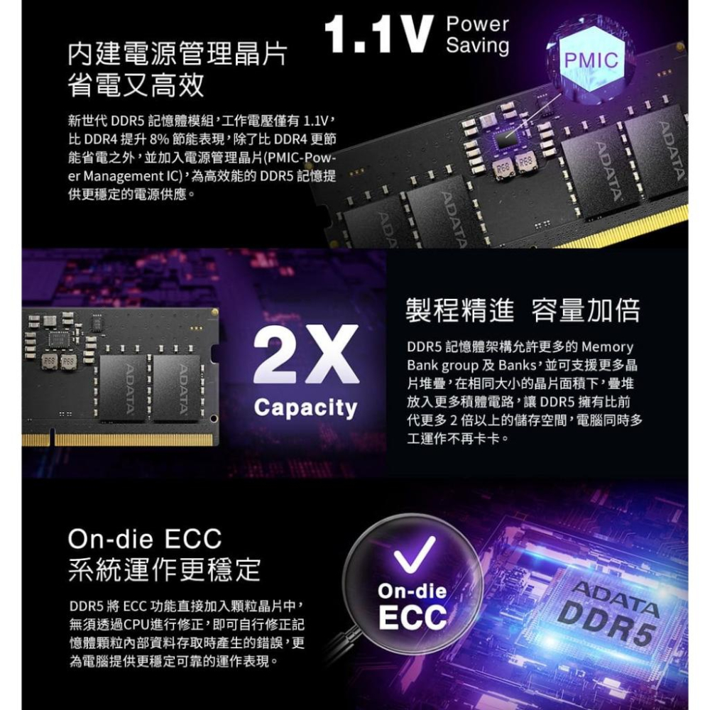 ADATA 威剛 DDR5 4800 8GB 16GB 32GB 筆記型記憶體 AD5S48008G/16G/32G-細節圖4