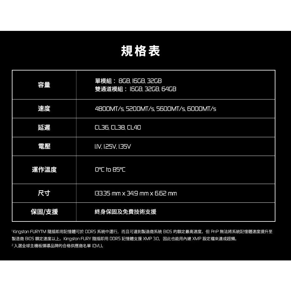 Kingston 金士頓 FURY 獸獵者 DDR5 6000 16GB*2 KF560C36BWEK2-32 -64-細節圖7