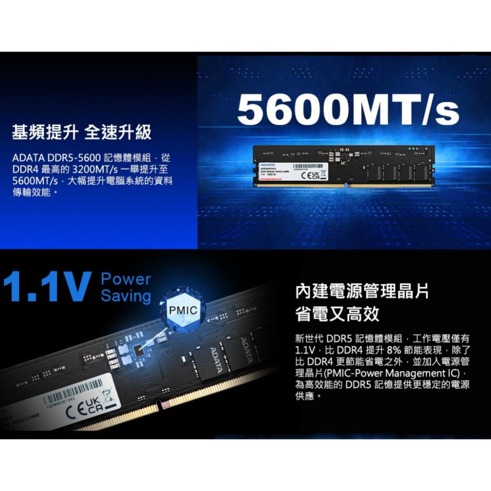 ADATA 威剛 DDR5 5600－8GB／16GB／32GB 桌上型記憶體 RAM 光華商場-細節圖5