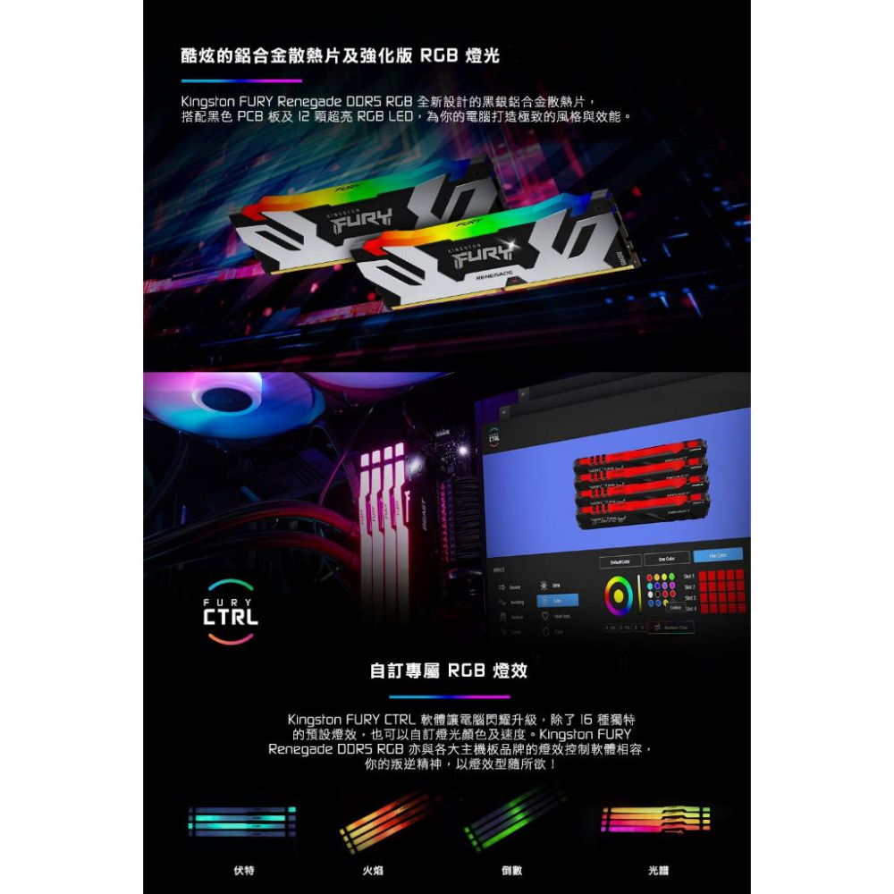 Kingston 金士頓 Renegade 反叛者 DDR5 7200 32G KF572C38RWAK2-32 雙條-細節圖4