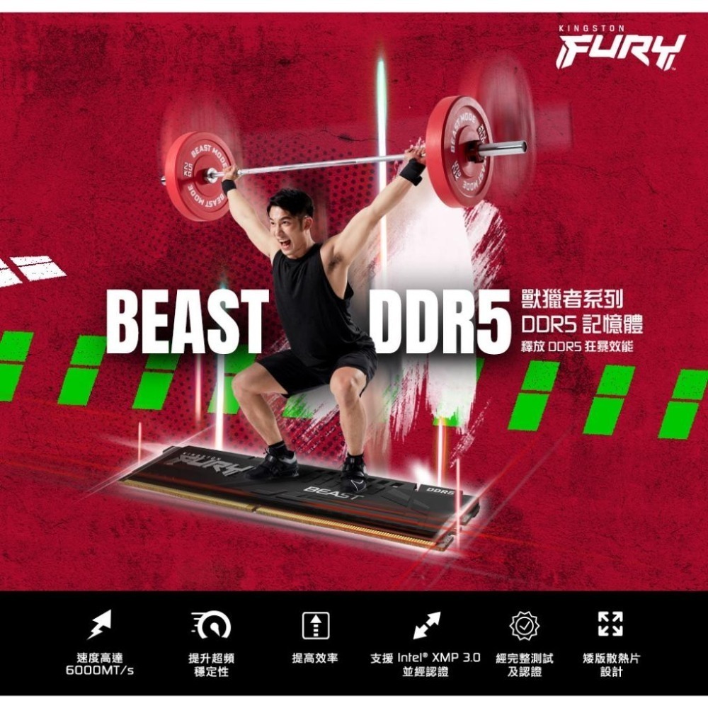 Kingston 金士頓 FURY Beast DDR5 6400 32GB(16GB*2) 雙通道 桌上型記憶體 光華-細節圖3